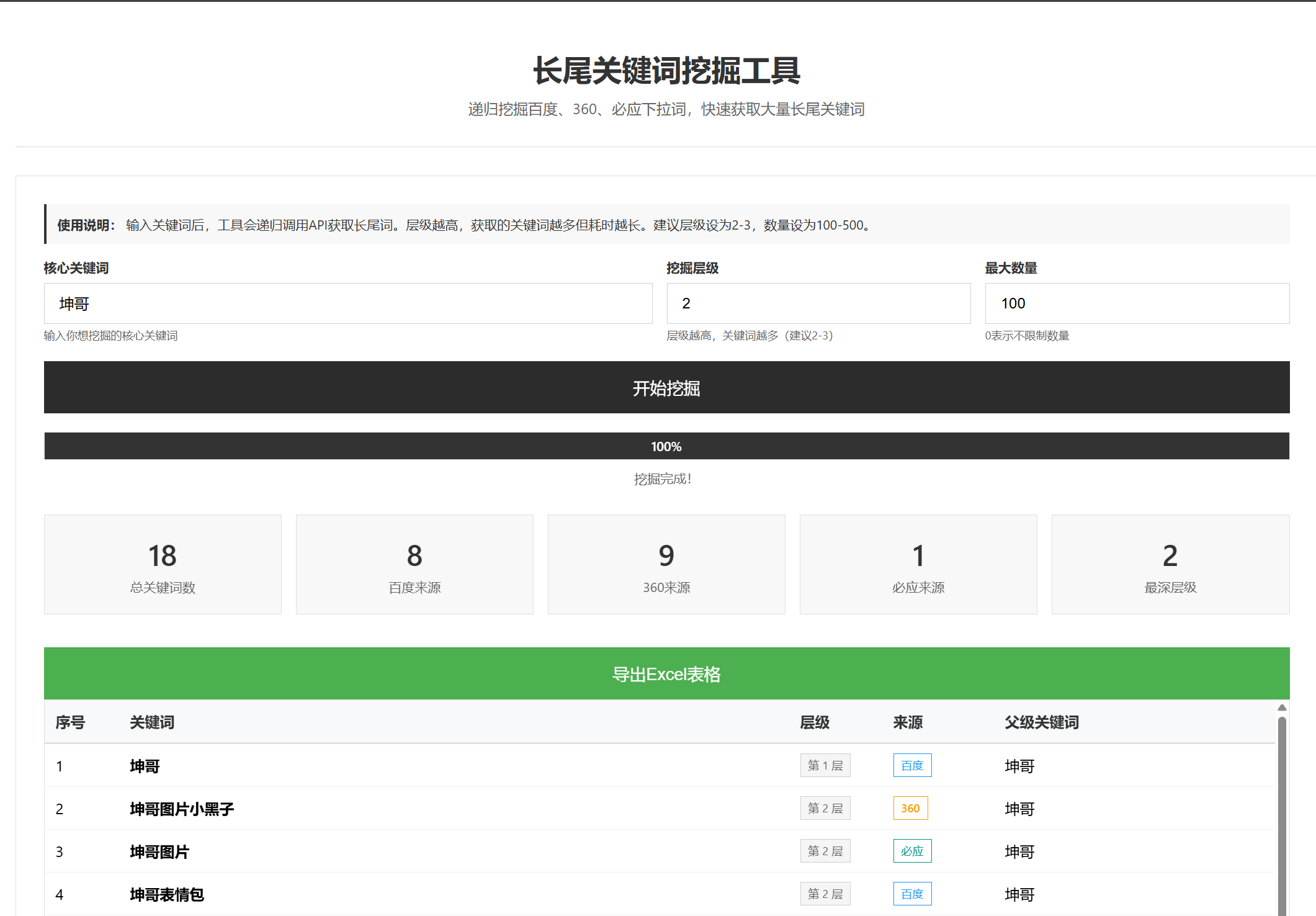 SEO关键词长尾词优化工具网页源码